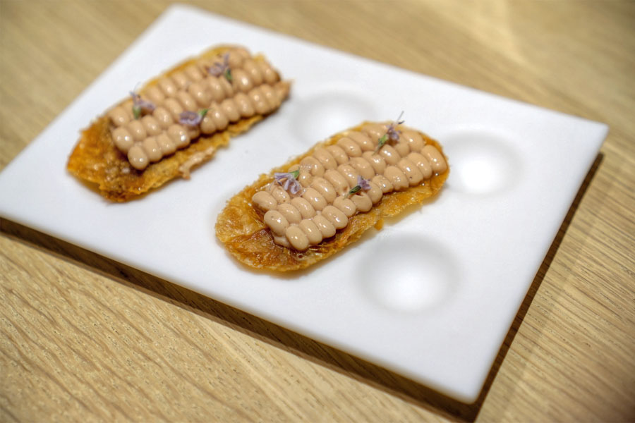 chicken skin with foie gras