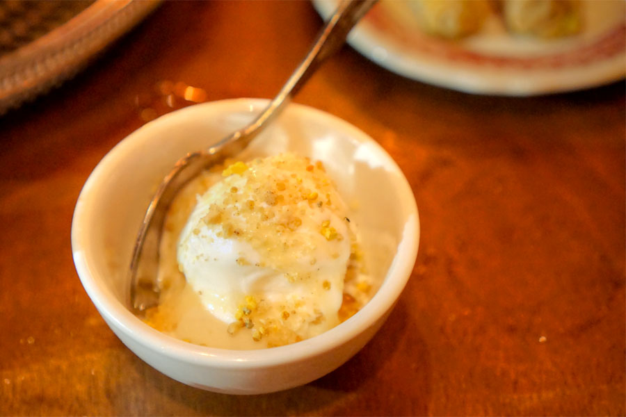 Yogurt sorbet with orange blossom honey & bee pollen