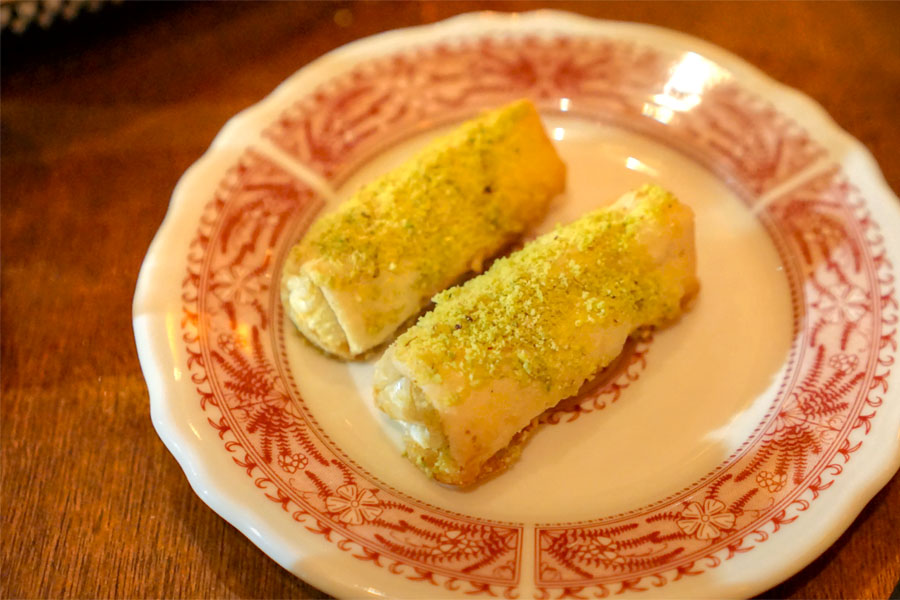 Pistachio & chocolate geranium baklava