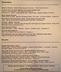 Marché Moderne Menu: Appetizers / Salads