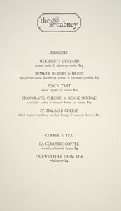 The Dabney Dessert Menu