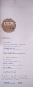 Kyirisan Cocktail List