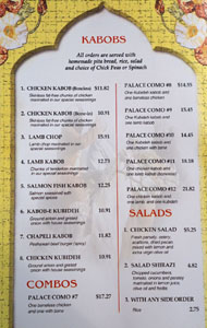 Kabob Palace 2 Menu: Kabobs, Combos, Salads