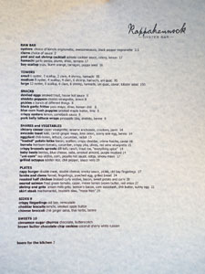 Rappahannock Oyster Bar Menu