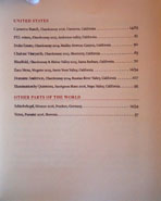 Chateau Hanare White Wine List: United States, Other Parts of the World