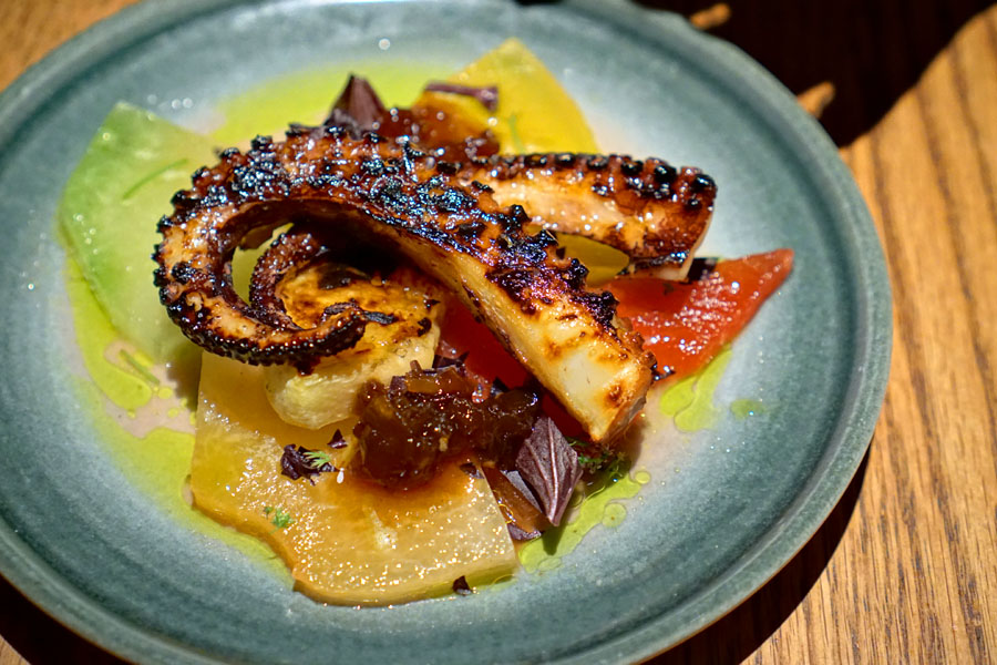 Grilled Octopus with Melon + Chili Jam