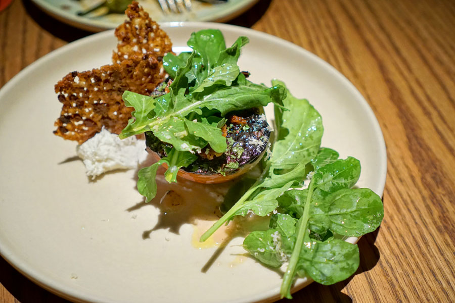 Grilled Peach with Mint + Goat Cheese