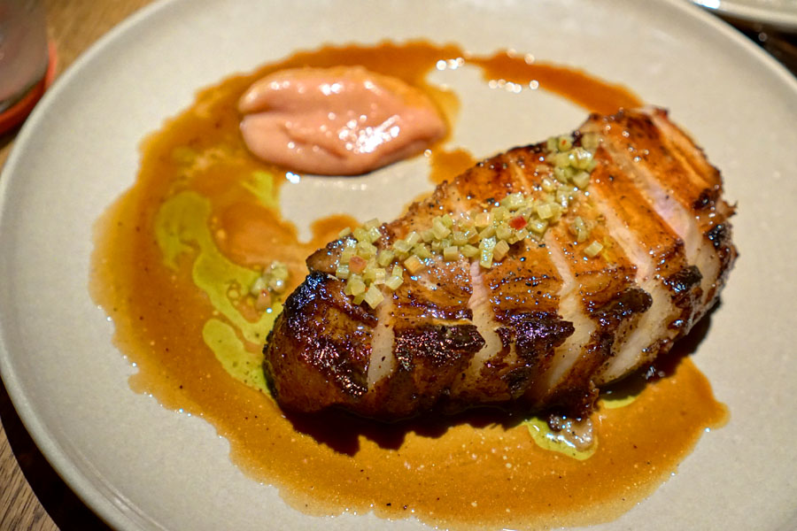 Pork Chop with Rhubarb + Pork Jus