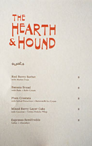 The Hearth & Hound Dessert Menu