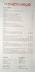 The Hearth & Hound Beverage List