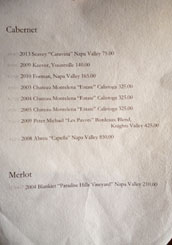 Hayato Wine List: Cabernet & Merlot