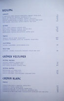 Simone Wine List: Riesling, Grüner Veltliner, Chenin Blanc