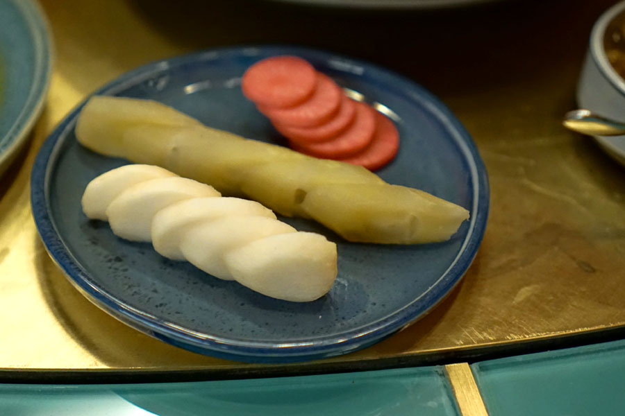 Pickled Radish, Fermented Celtuce, Fermented Turnip in Passion Fruit