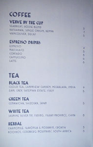 Simone Coffee & Tea List