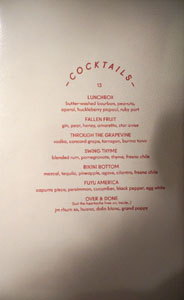 Alta Adams Cocktail List