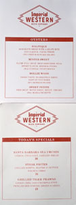 Imperial Western Beer Company Oyster List & Specials Menu