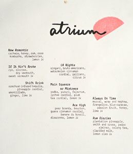 Atrium Cocktail List