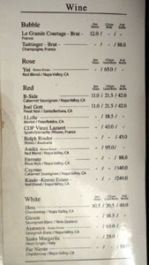 Manpuku Wine List