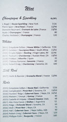 Hock + Hoof Wine List