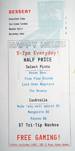 Free Play DTLA Menu: Dessert, Happy Hour