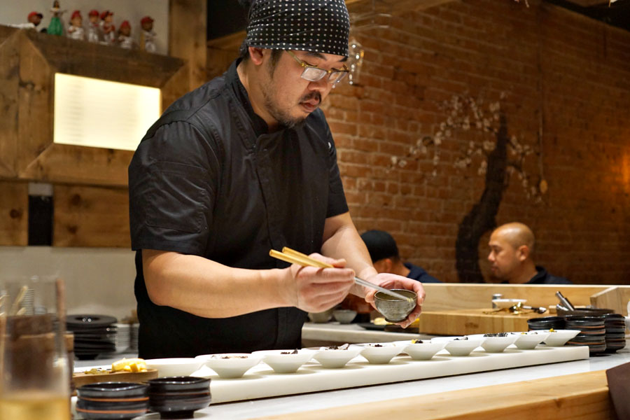 Gino Choi Garnishing Oysters