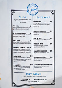 Cevichería Nais Menu: Sushi, Entradas, Kids Menu