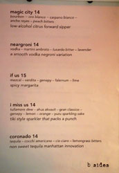 Accomplice Bar Cocktail List: b sides