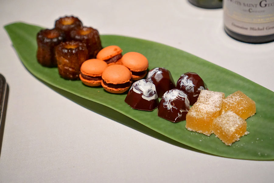 Canelés, Strawberry-Chocolate Macarons, Caramel Bonbons, Pâte de Fruits