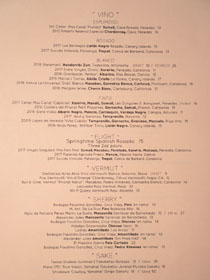 Otoño Wines by the Glass List