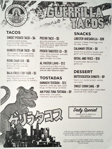 Guerrilla Tacos Menu