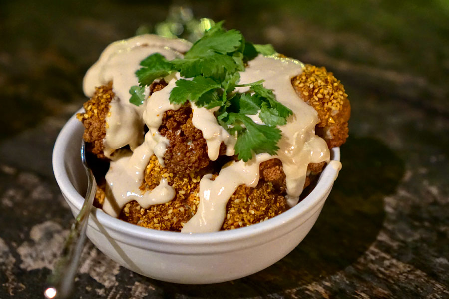 Fried Cauliflower, Toasted Egyptian Dukkah, Tahini, Cilantro