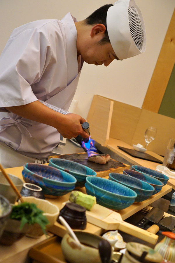 Searing Sawara Using Charcoal