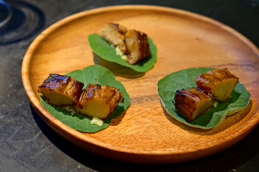 Inua, Tokyo, Enoki Mushroom Nasturtium Taco