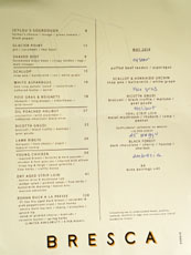 Bresca Menu