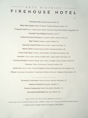 Firehouse Hotel Menu