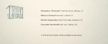 Firehouse Hotel Dessert Menu