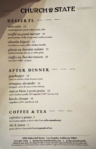 Church & State Dessert Menu