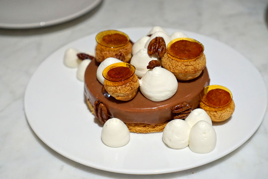 St. Honore, pecan mousseline, chantilly, caramel