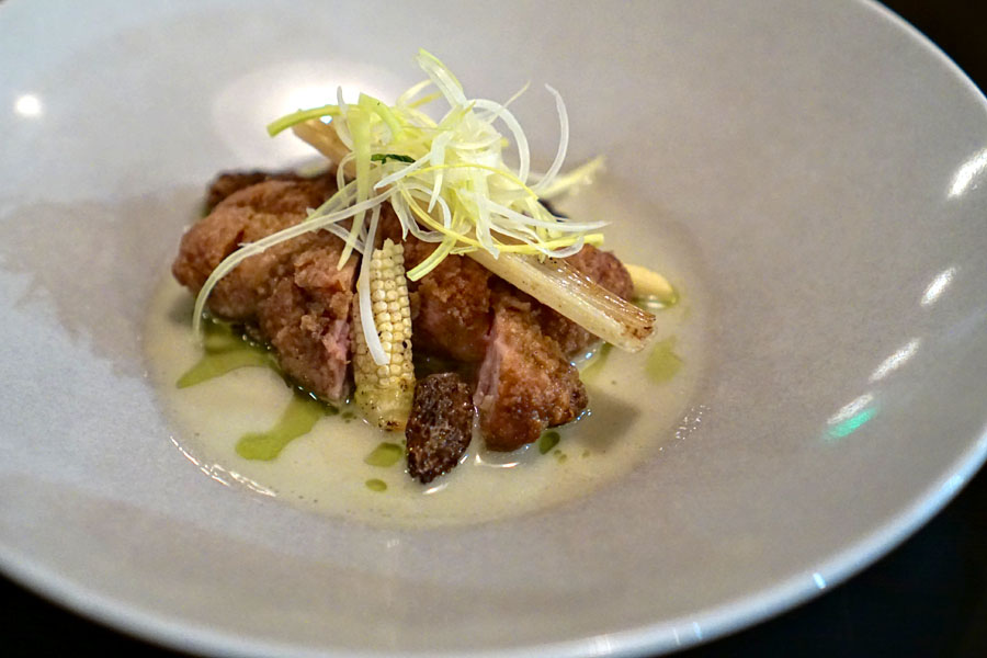 Sweet Breads, Pickled Morel, Ramps, & Baby Corn