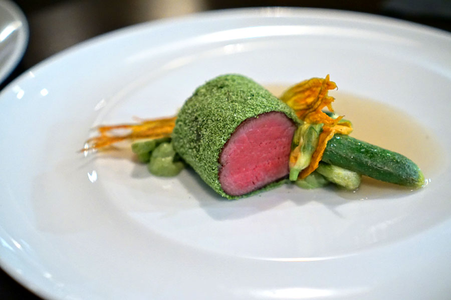 Herb Crusted Anderson Lamb, Courgette, White Lamb Jus