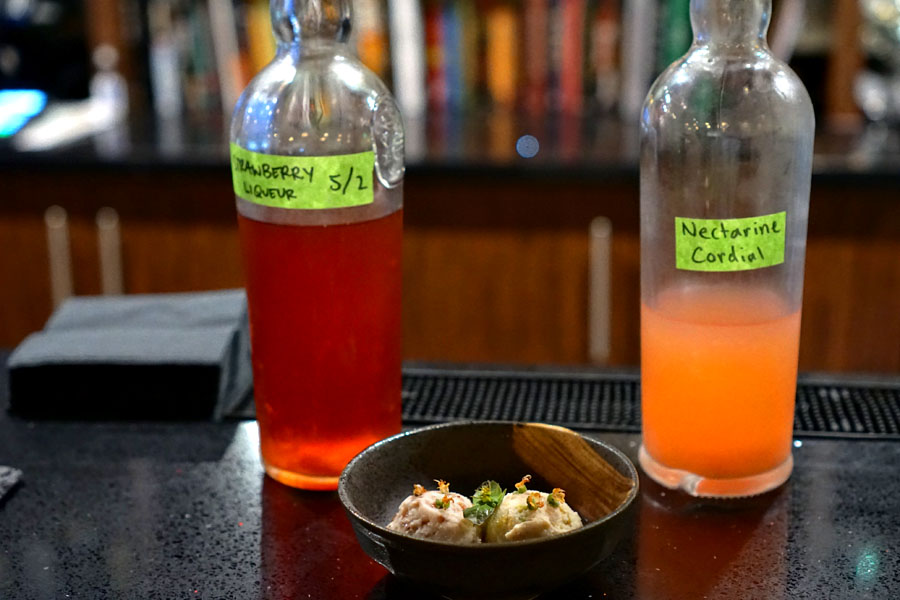 Strawberry Liqueur & Nectarine Cordial Gelatos (with Bottles)