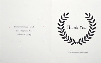 Journeyman's Food & Drink Thank You Card