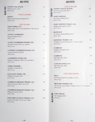 Knife Pleat Wine List: Red Wine