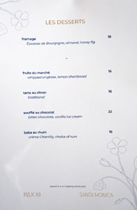 Pasjoli Dessert Menu