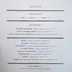 Jeune et Jolie Dessert Menu