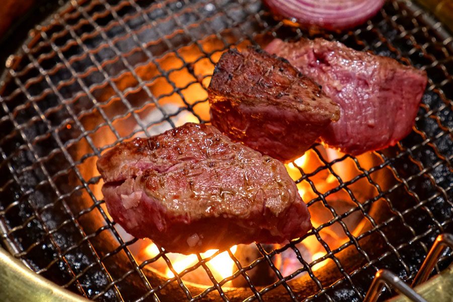 Aged prime tenderloin (being cooked)