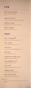 Gem Dining Menu: raw, apps