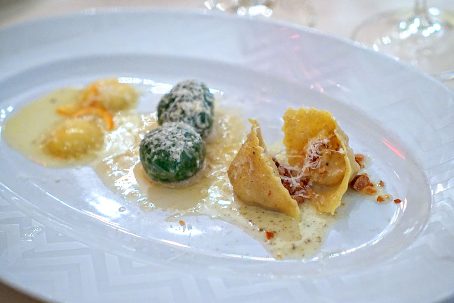 Almond Tortellini with Truffle Sauce / Spinach Gnocchi with Brown Butter / Ricotta Ravioli