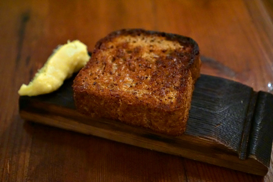 Machine Shop Boulangerie Seeded Rye Bread, Green Ridge Farm Butter, Bay Leaf Salt