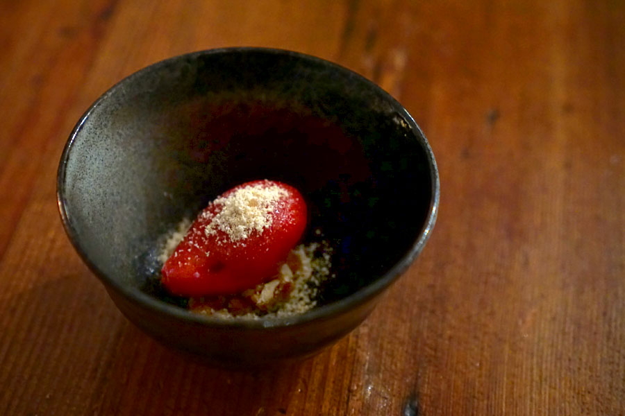 Cranberry Grand Marnier Sorbet, Black Walnut Crumble